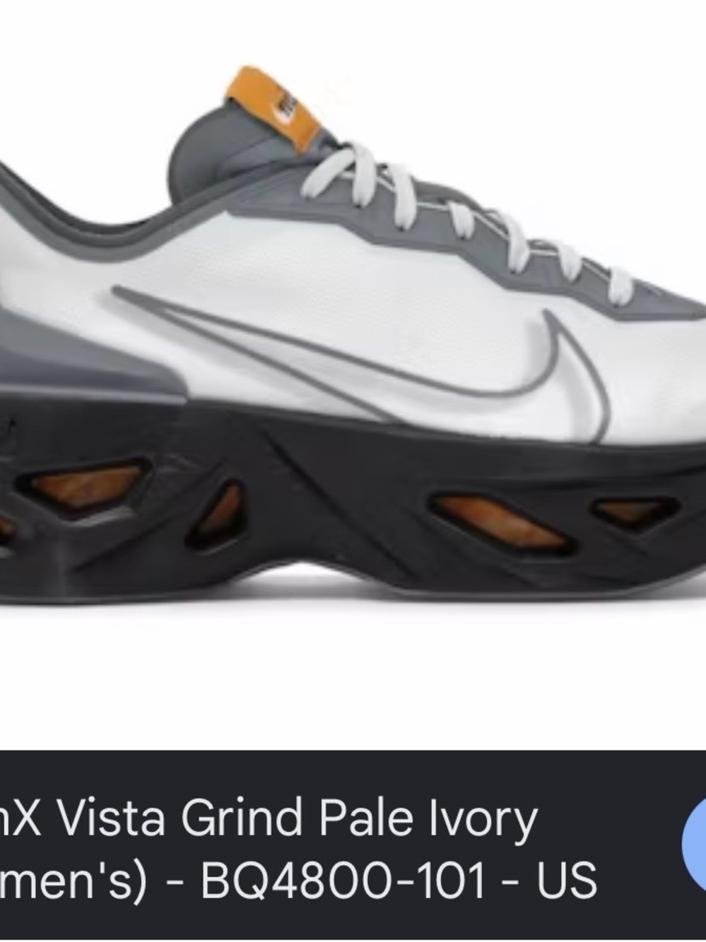 Nike Vista Grind Sneaker in White, Gray & Black with Orange Tab